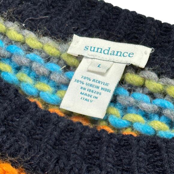 Sundance Chunky Eudora Fisherman Rainbow Multicolor Pullover Sweater Large - Picture 6 of 6